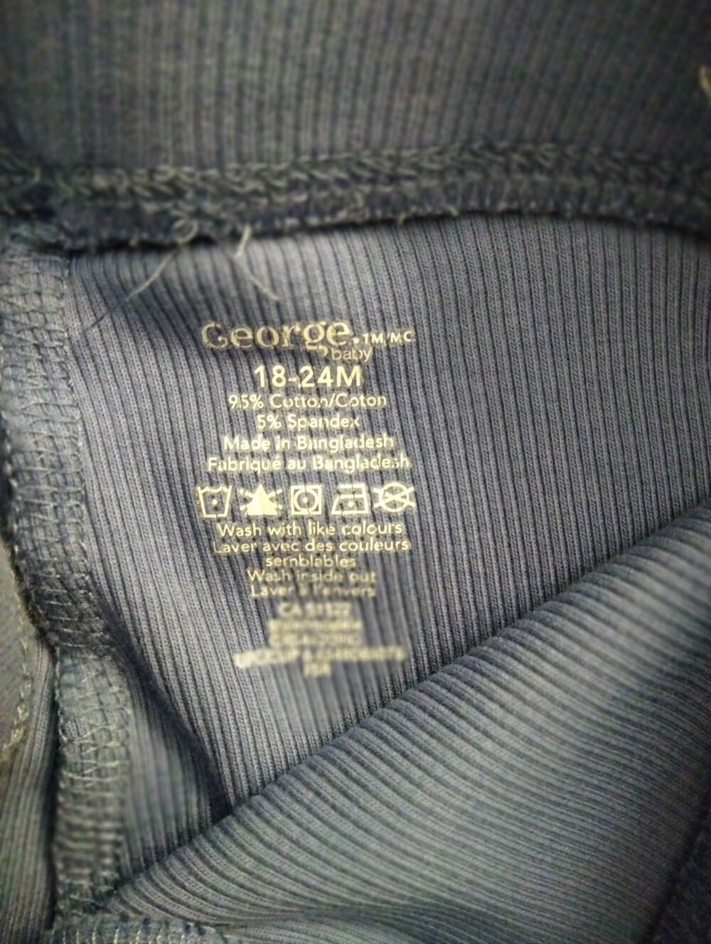 George Kid’s Navy Ribbed Stretch Pants - Picture 3 of 3